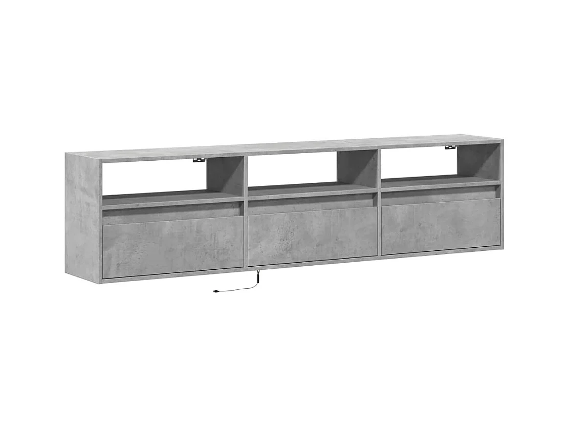 Mueble de TV de pared con LED gris hormigón 180x31x45 cm