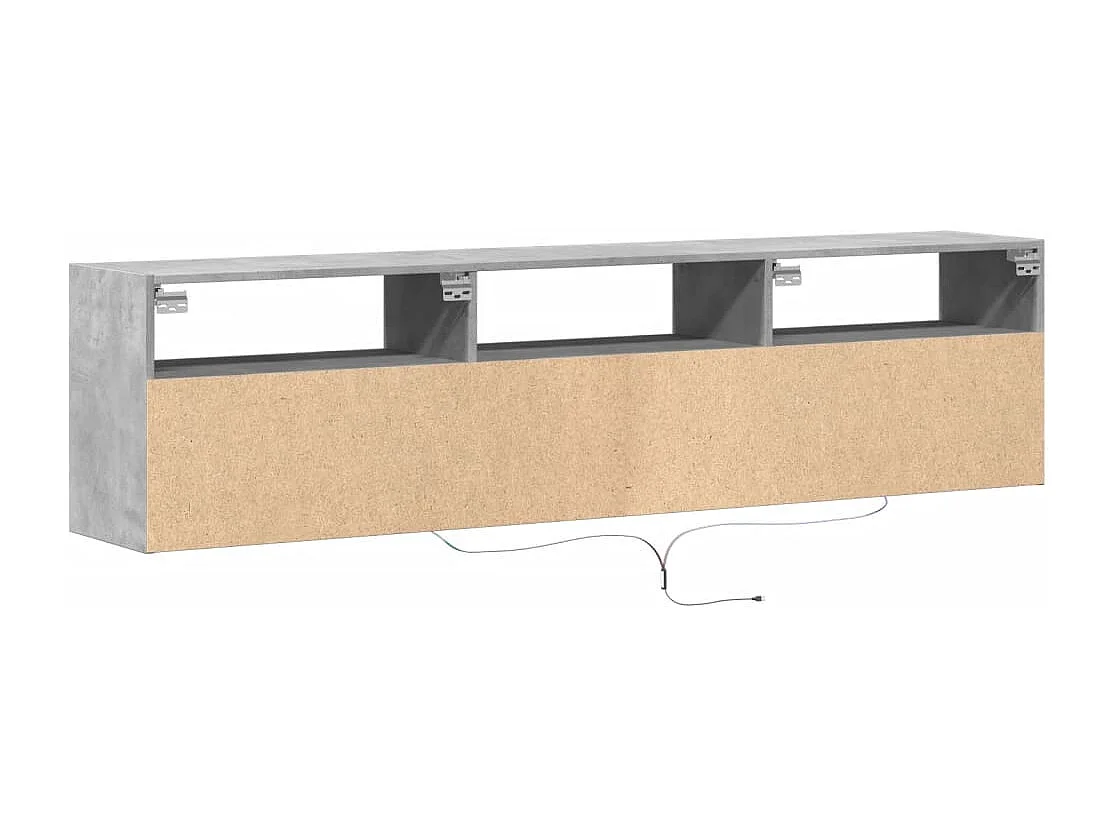 Mobile porta TV a parete con LED grigio cemento 180x31x45 cm