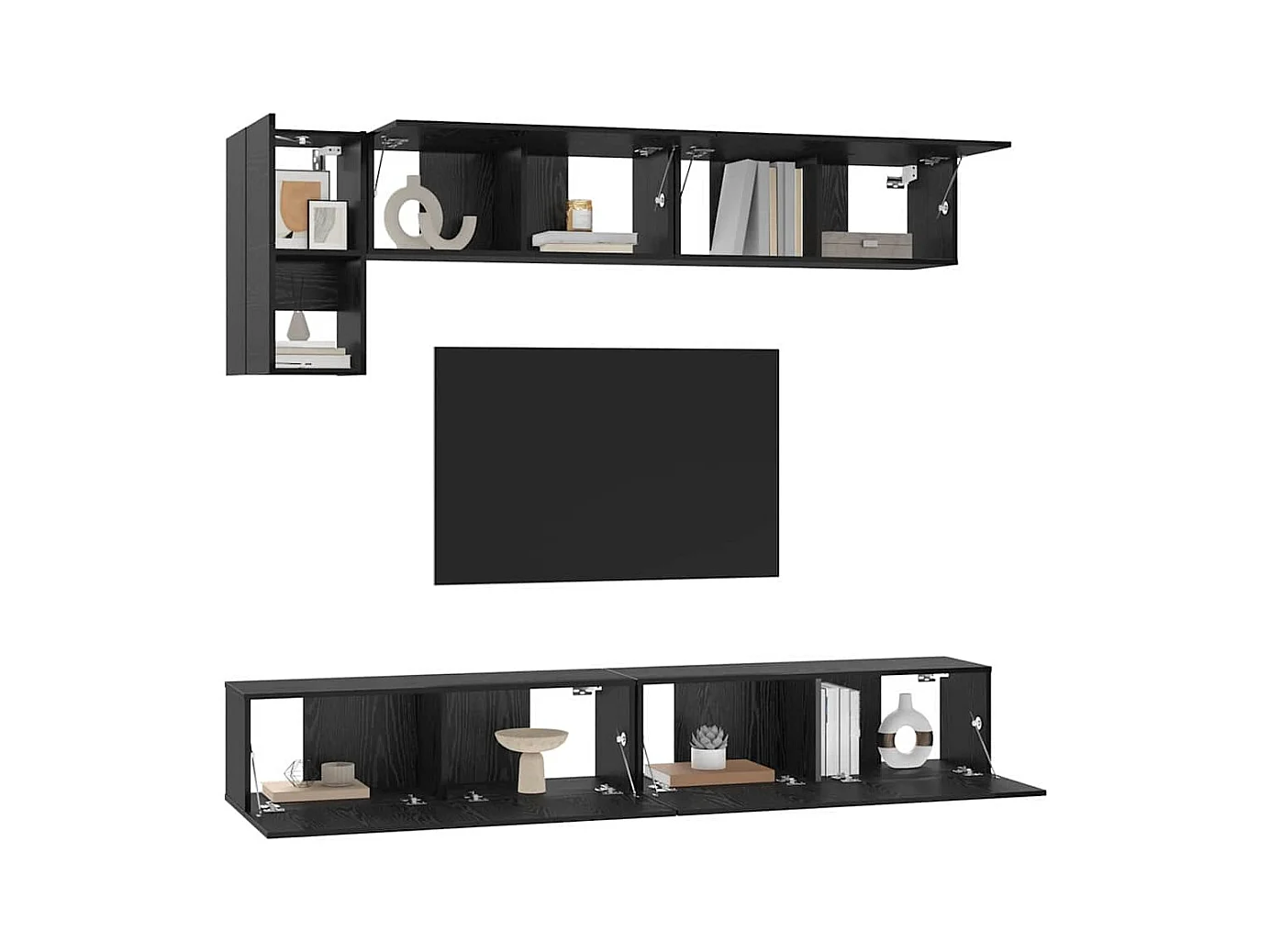 Ensemble meuble TV Montage mural 5 pcs Chêne noir