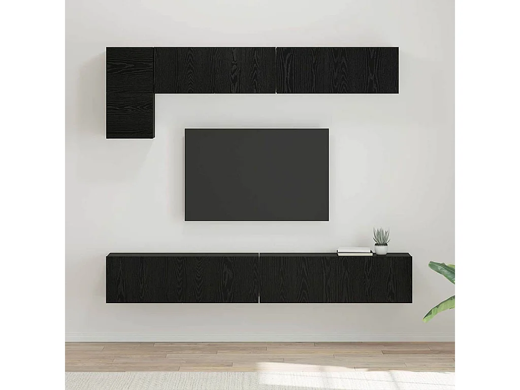 Ensemble meuble TV Montage mural 5 pcs Chêne noir