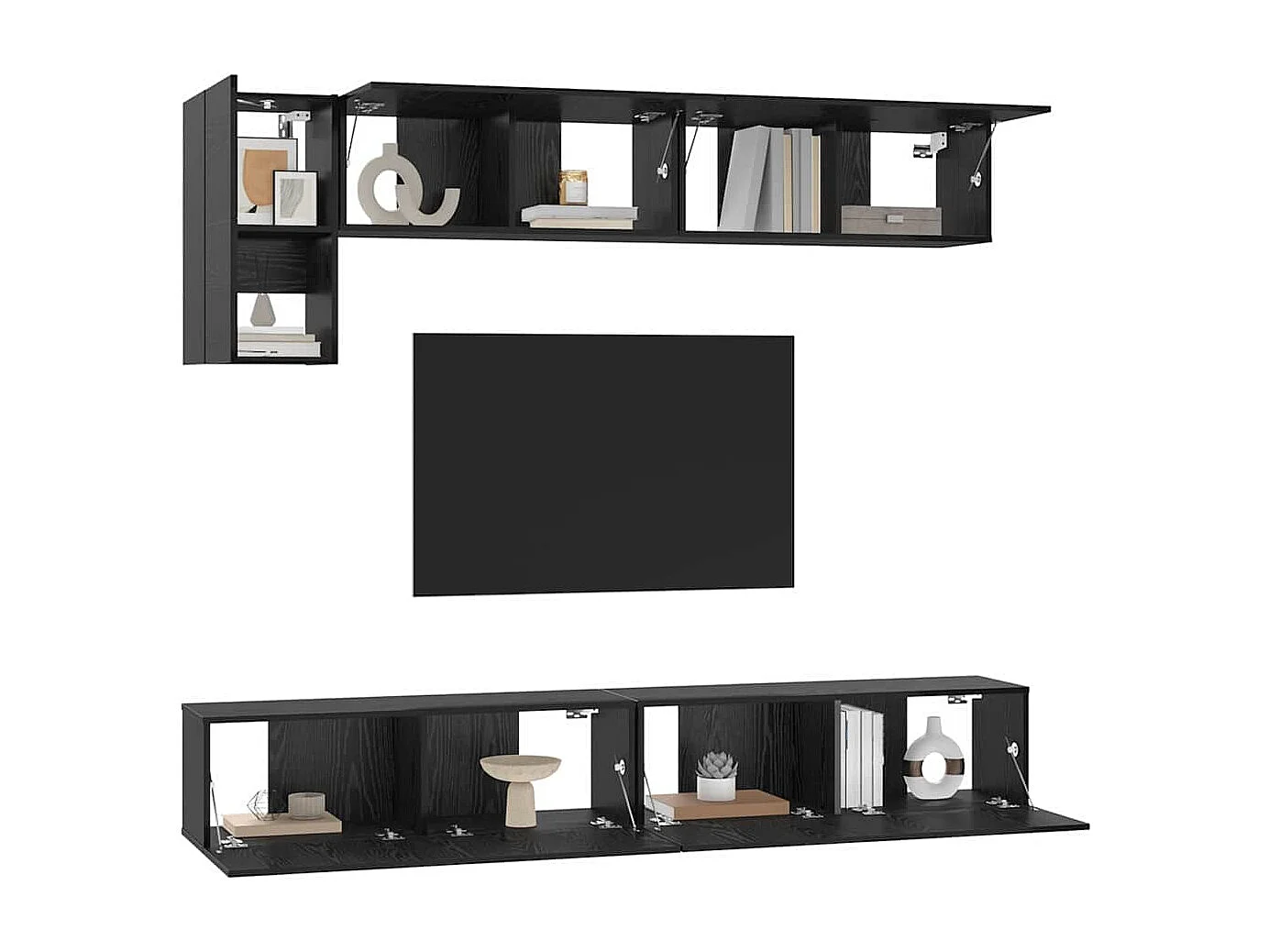 Ensemble meuble TV Montage mural 5 pcs Chêne noir