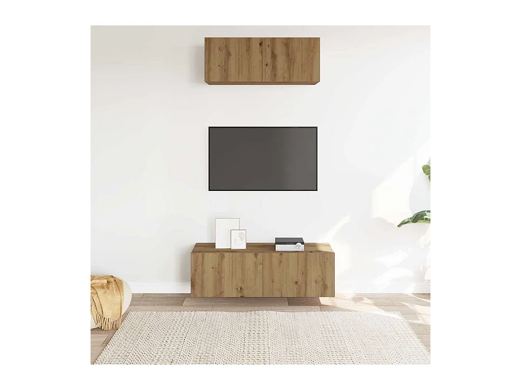 Ensemble de meuble TV mural 2 pcs chêne artisanal