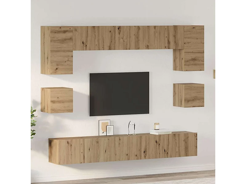 Ensemble meuble TV 8 pcs chêne artisanal 100 x 30 x 30 cm