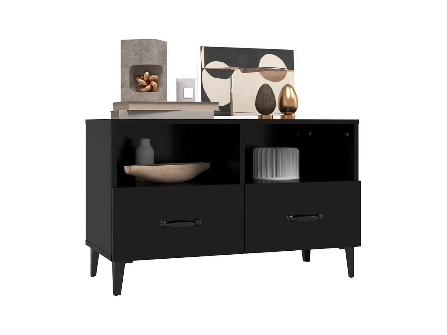 Meuble TV Noir 80x36x50 cm Bois d'ingénierie