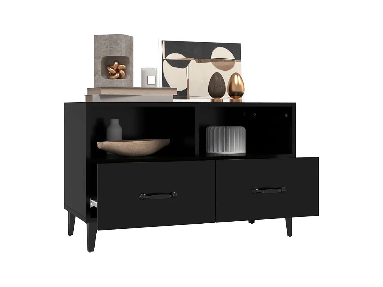 Meuble TV Noir 80x36x50 cm Bois d'ingénierie