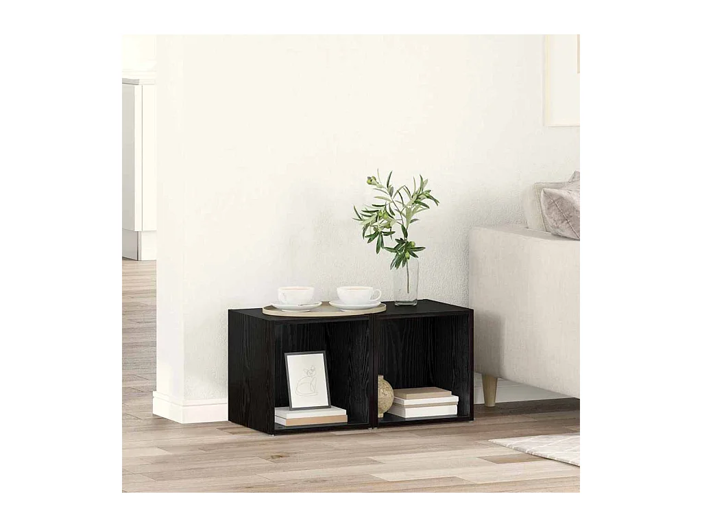Mobile TV 2 pezzi Nero 37 x 35 x 37 cm Legno ingegnerizzato