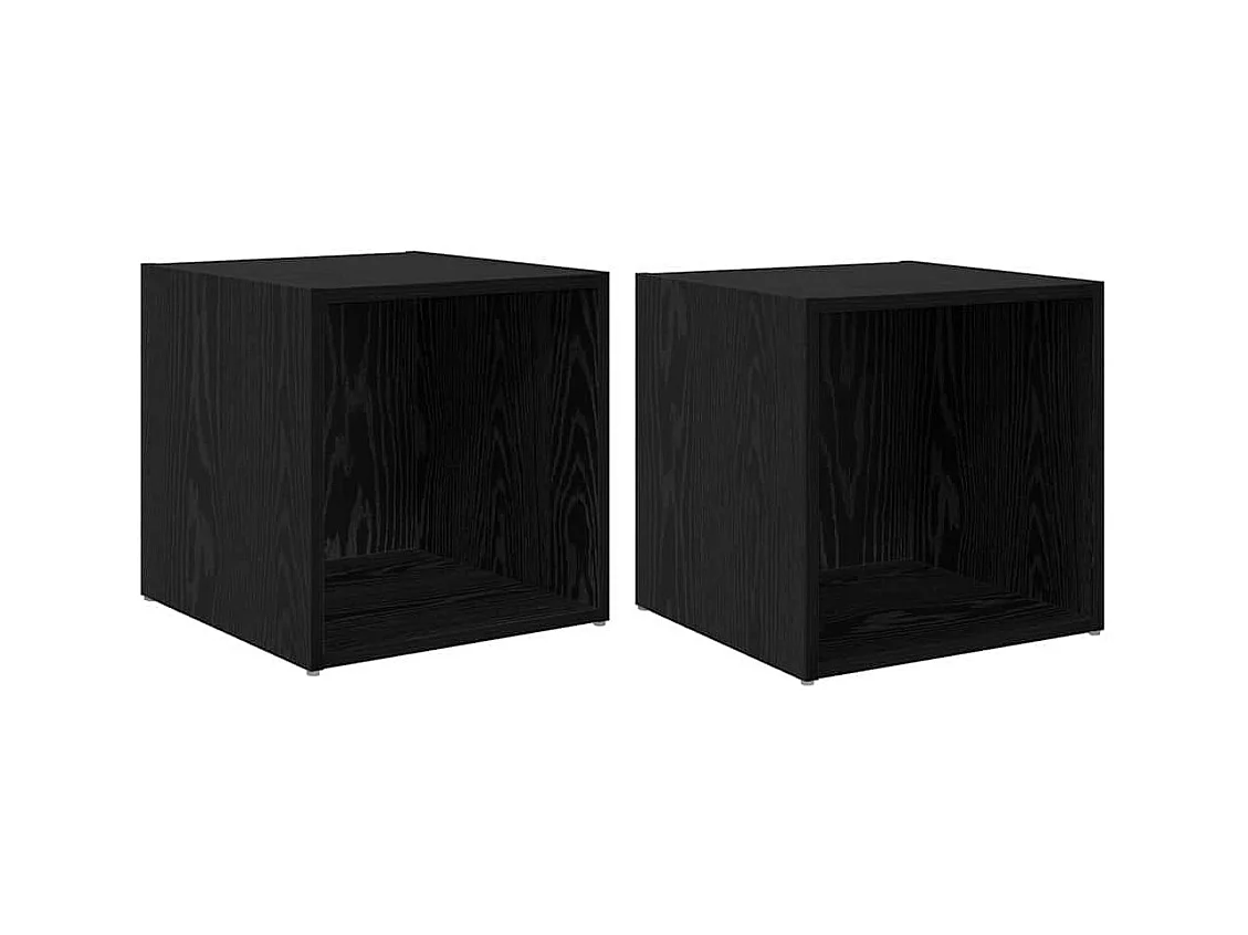 Mobile TV 2 pezzi Nero 37 x 35 x 37 cm Legno ingegnerizzato