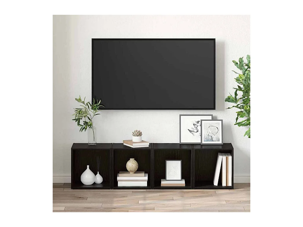Mobile TV 2 pezzi Nero 37 x 35 x 37 cm Legno ingegnerizzato