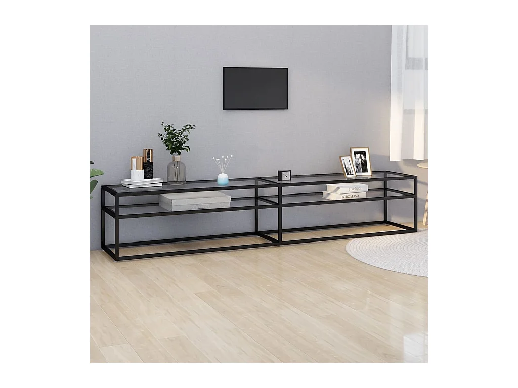 Meuble TV transparent 220x40x40,5 cm verre trempé