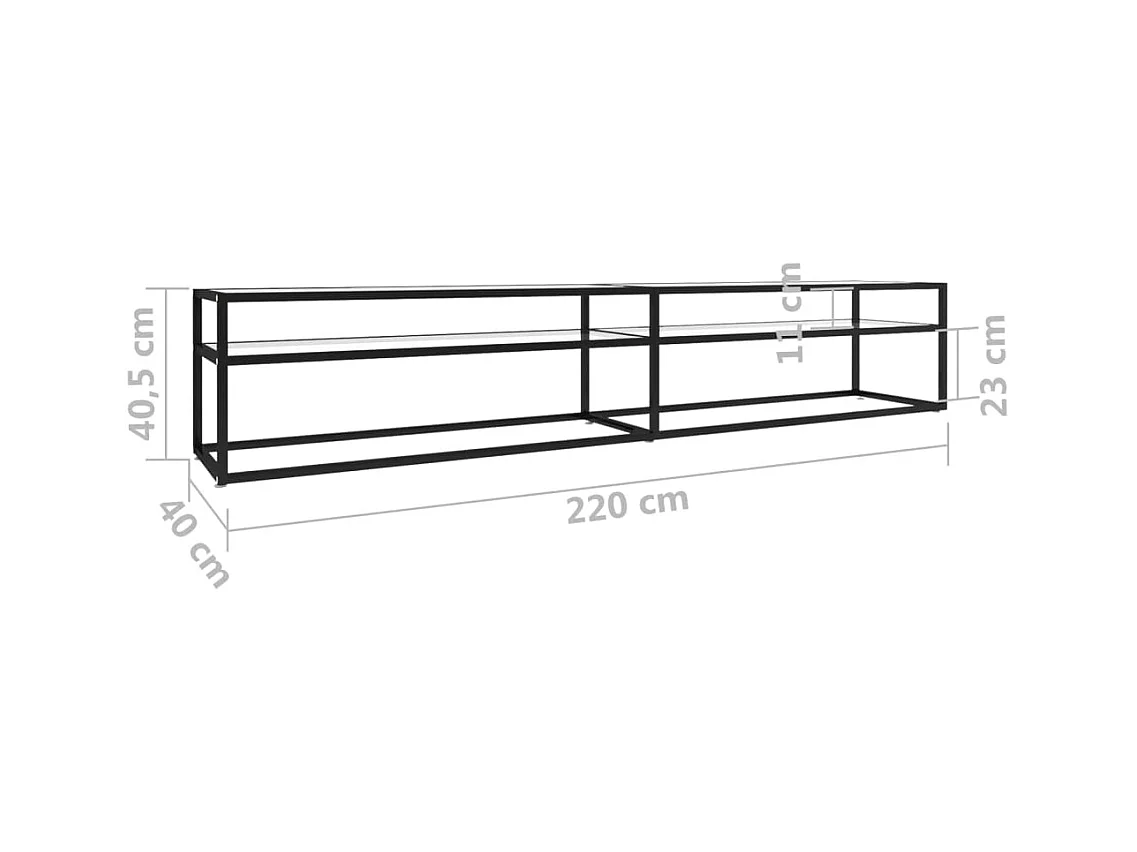 Transparante tv-kast 220x40x40,5 cm gehard glas