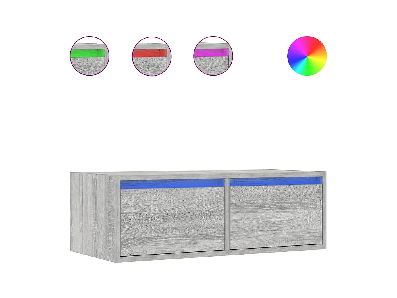 TV-meubel met LED-verlichting Sonoma grijs 75x35,5x25 cm