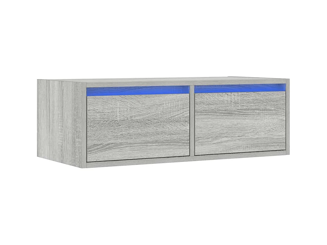 TV-meubel met LED-verlichting Sonoma grijs 75x35,5x25 cm