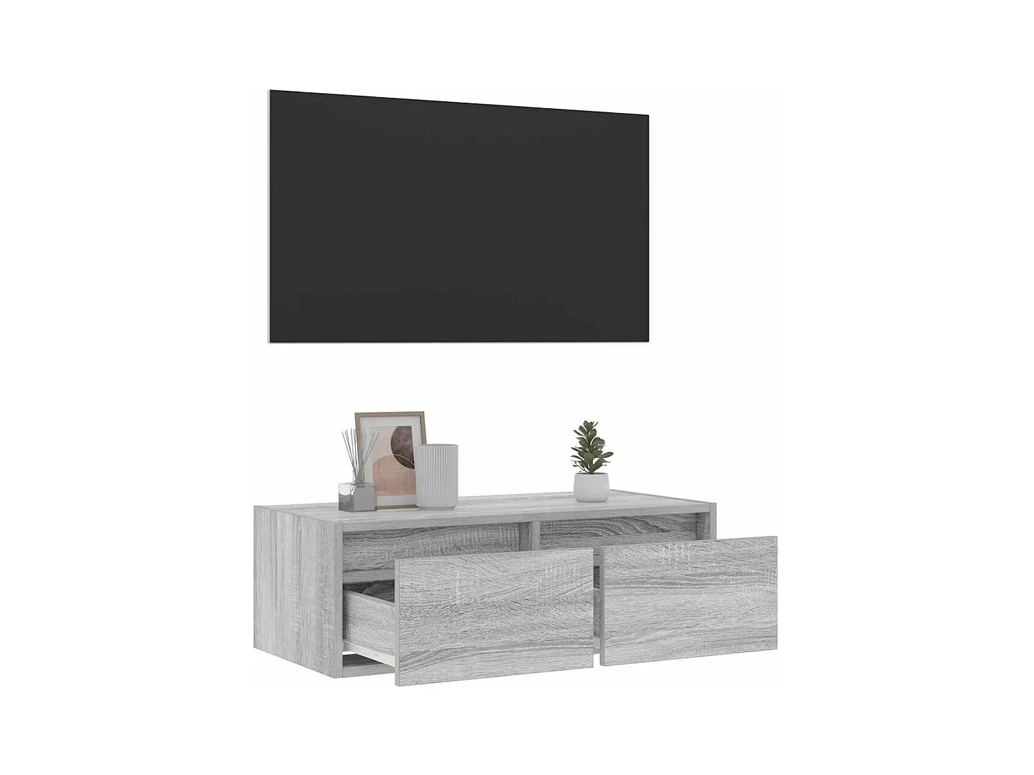 TV-meubel met LED-verlichting Sonoma grijs 75x35,5x25 cm