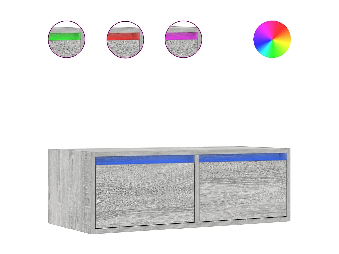 Meuble TV avec lumières LED sonoma gris 75x35,5x25 cm