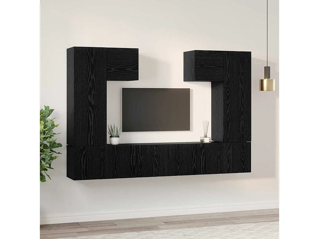 Ensemble meuble TV 7 pcs Chêne noir 180 x 30 x 120 cm