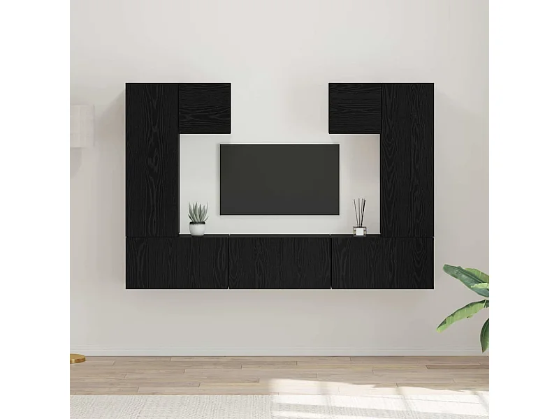 7-delige tv-meubelset Zwart eiken 180 x 30 x 120 cm