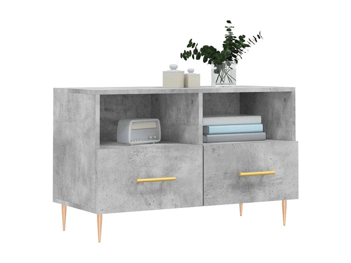 Meuble TV Gris béton 80x36x50 cm Bois d'ingénierie