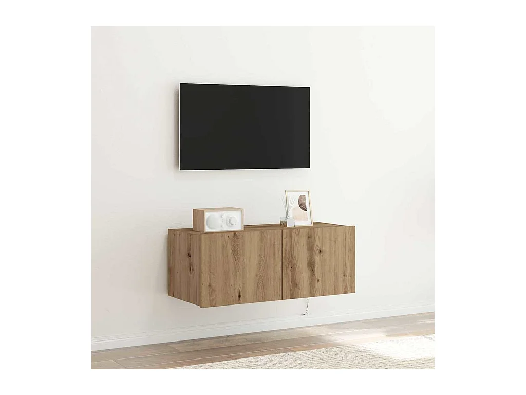 Wandmontierter TV-Schrank Wandmontiert handgefertigt Eiche 80 x 35 x 31 cm