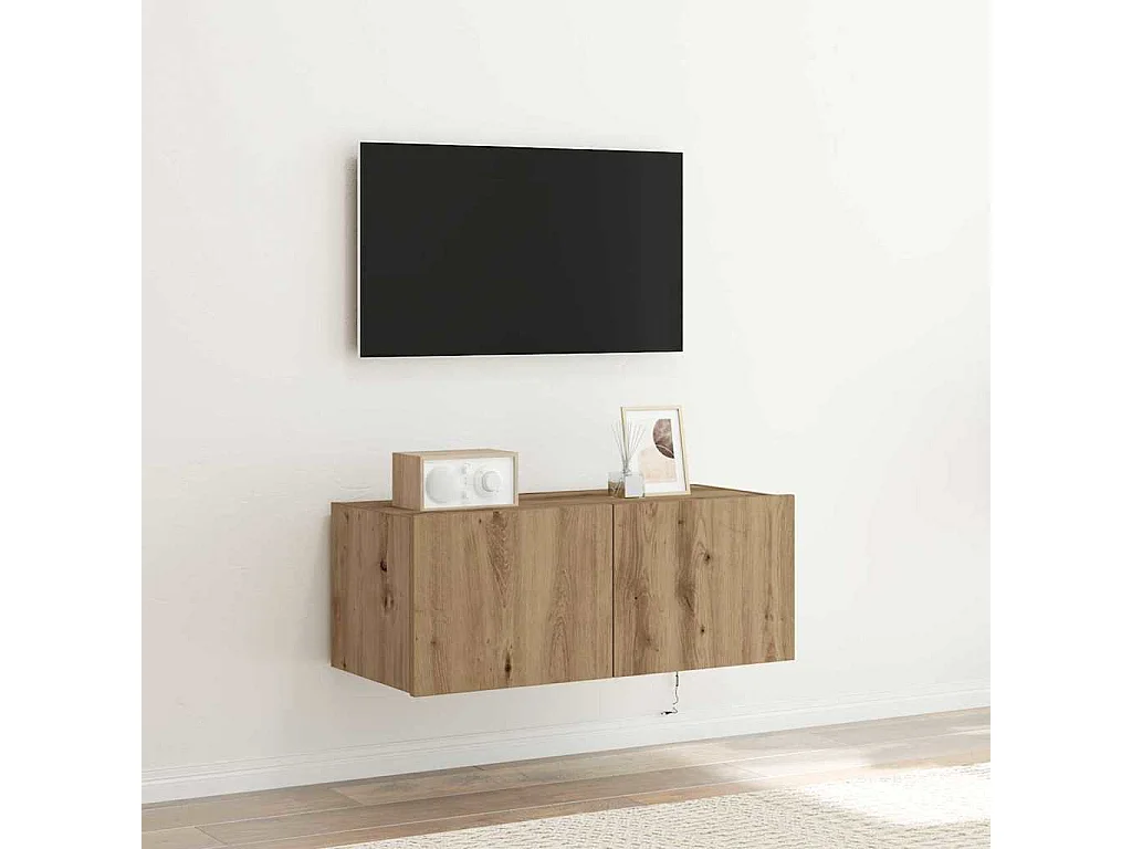 Meuble TV mural Montage mural chêne artisanal 80 x 35 x 31 cm