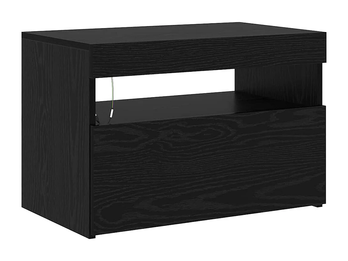 Meubles TV 2 pcs avec Lumières LED en Chêne Noir et Bois d'Ingénierie
