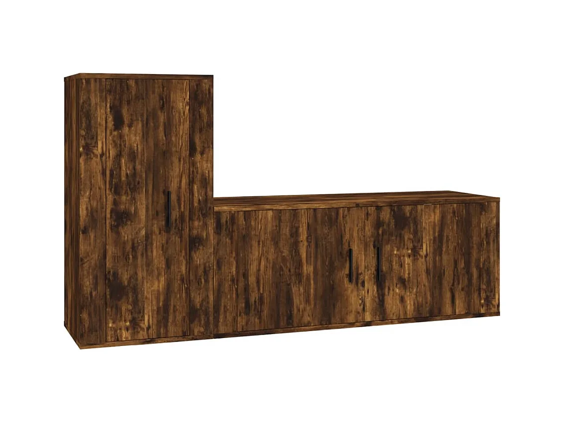 Ensemble de meubles TV 2 pcs Chêne fumé Bois d'ingénierie