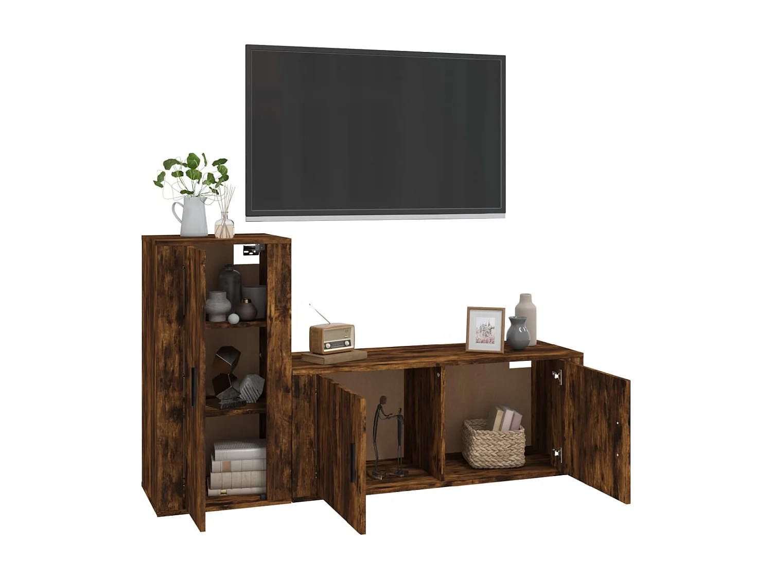 Ensemble de meubles TV 2 pcs Chêne fumé Bois d'ingénierie