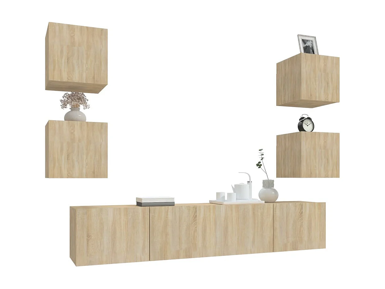 Set di mobili TV da 6 pezzi in legno ingegnerizzato Sonoma Oak