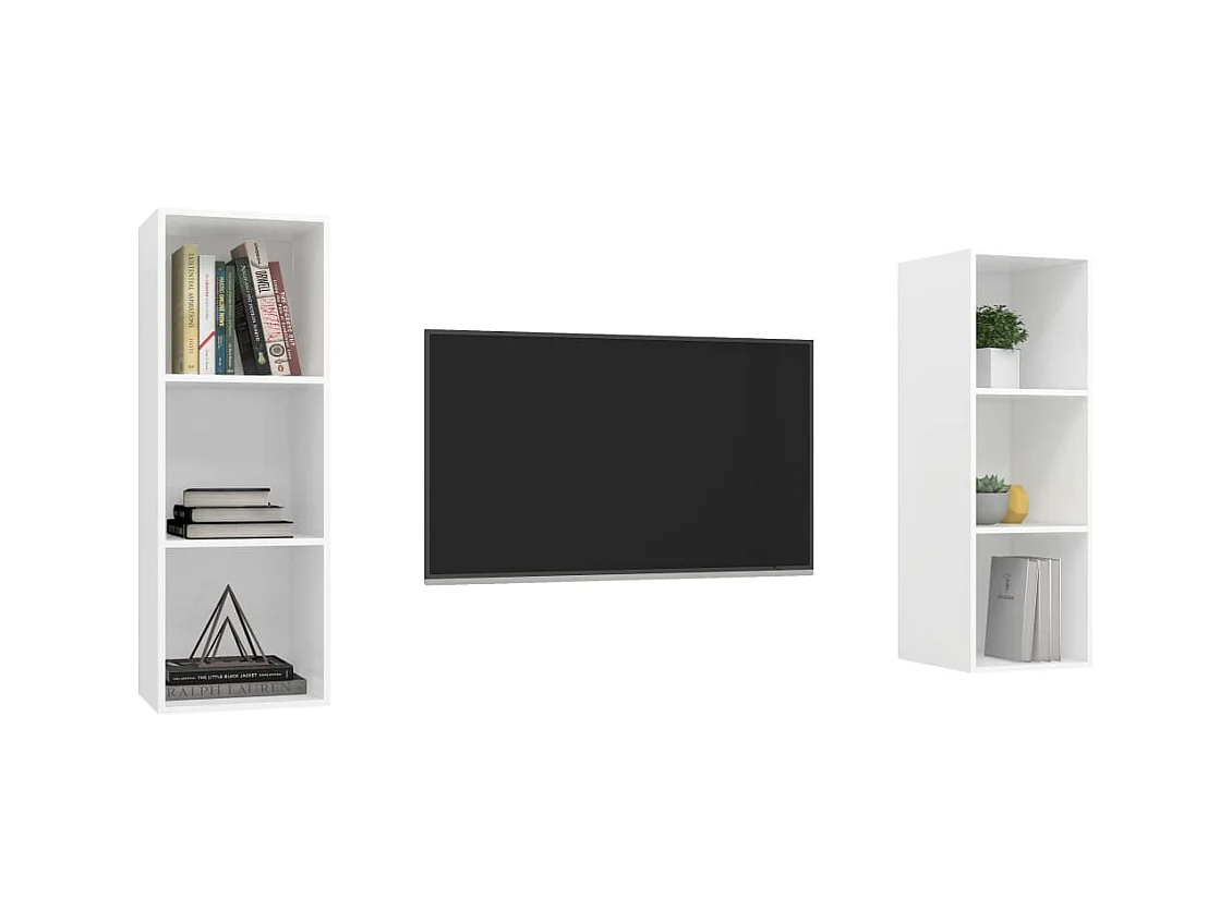 Meubles TV muraux 2 pcs Blanc Bois d'ingénierie