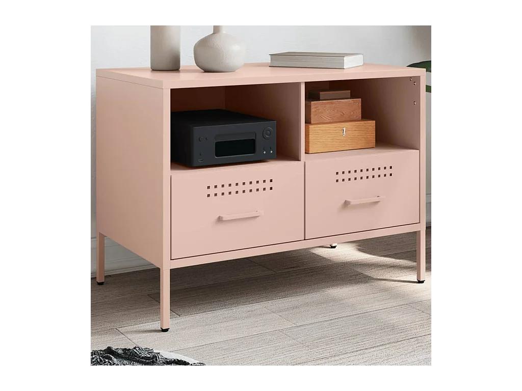 Meuble TV rose 68x39x50,5 cm acier