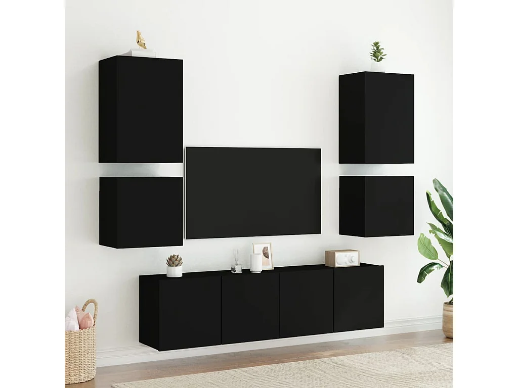 muebles de TV de pared negros de 40,5 x 30 x 40 cm de madera de ingeniería