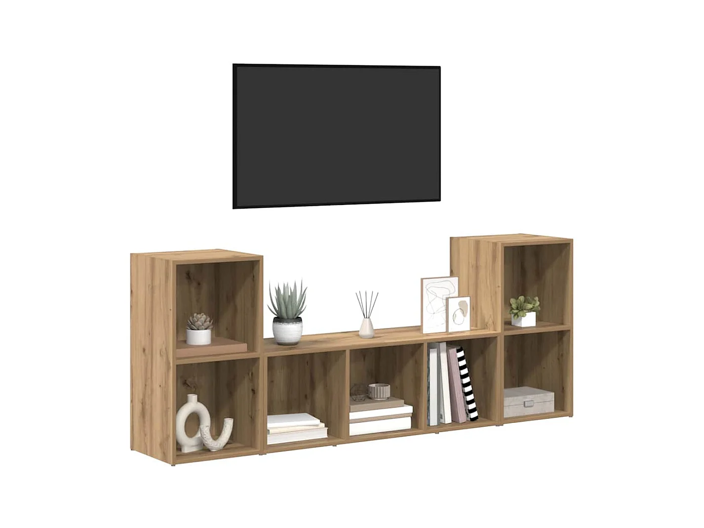 Meuble TV 3 pcs Marron 107 x 35 x 37 cm Bois d'ingénierie