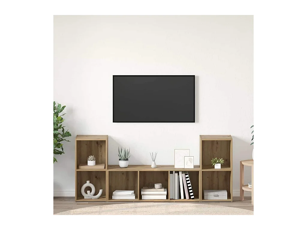 Mobile TV 3 pezzi Marrone 107 x 35 x 37 cm Legno ingegnerizzato