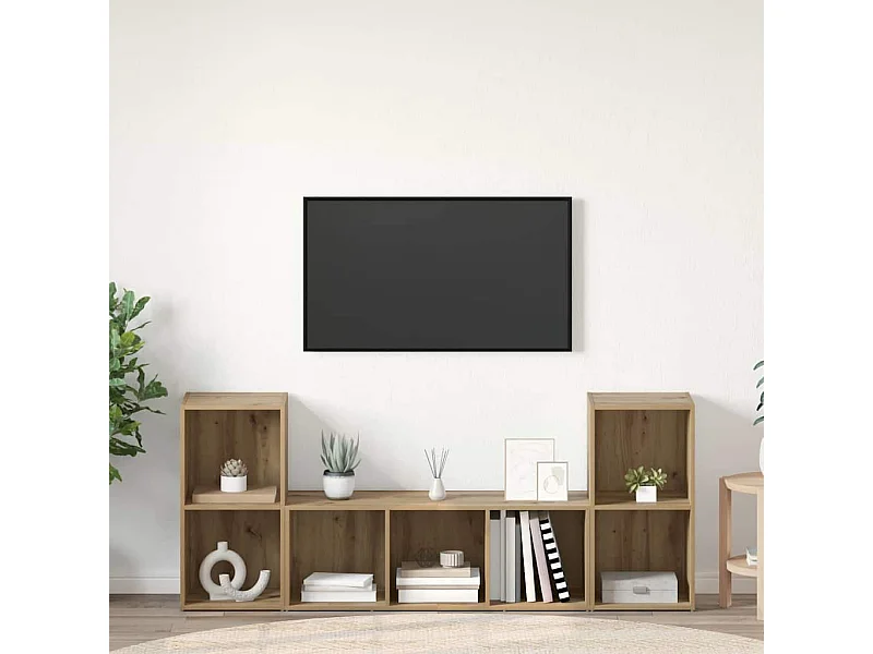 Meuble TV 3 pcs Marron 107 x 35 x 37 cm Bois d'ingénierie
