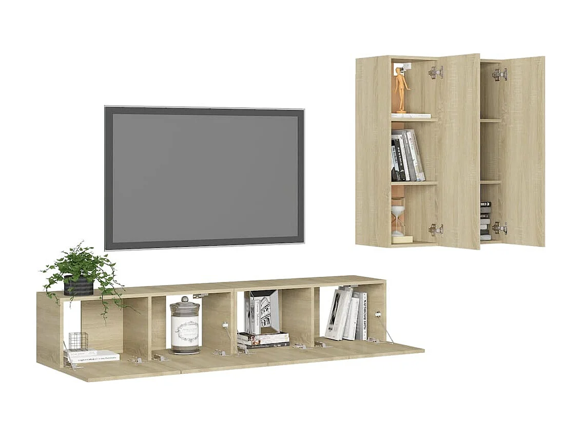 Ensemble de meubles TV 4 pcs Chêne sonoma Bois d'ingénierie
