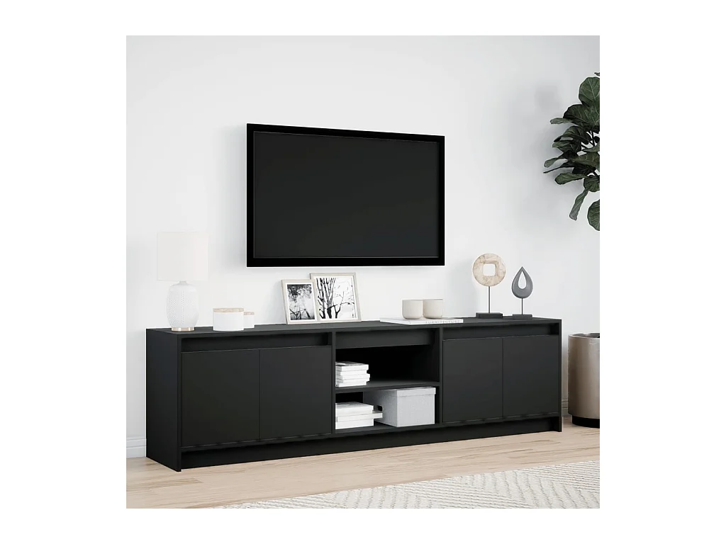 Meuble TV avec LED noir 180x34x50 cm bois d'ingénierie