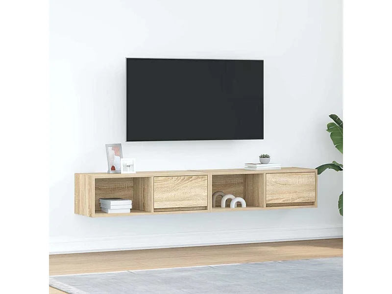 Mueble de TV 2 piezas roble sonoma 80x31x25,5 cm madera de ingeniería