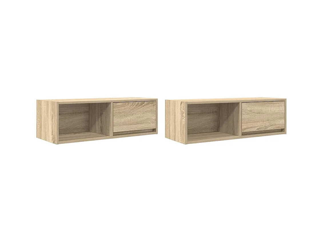 Mueble de TV 2 piezas roble sonoma 80x31x25,5 cm madera de ingeniería