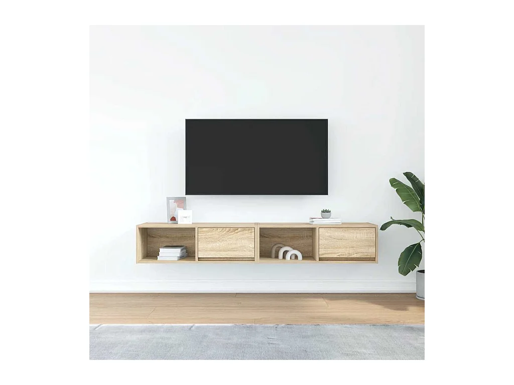 Mueble de TV 2 piezas roble sonoma 80x31x25,5 cm madera de ingeniería