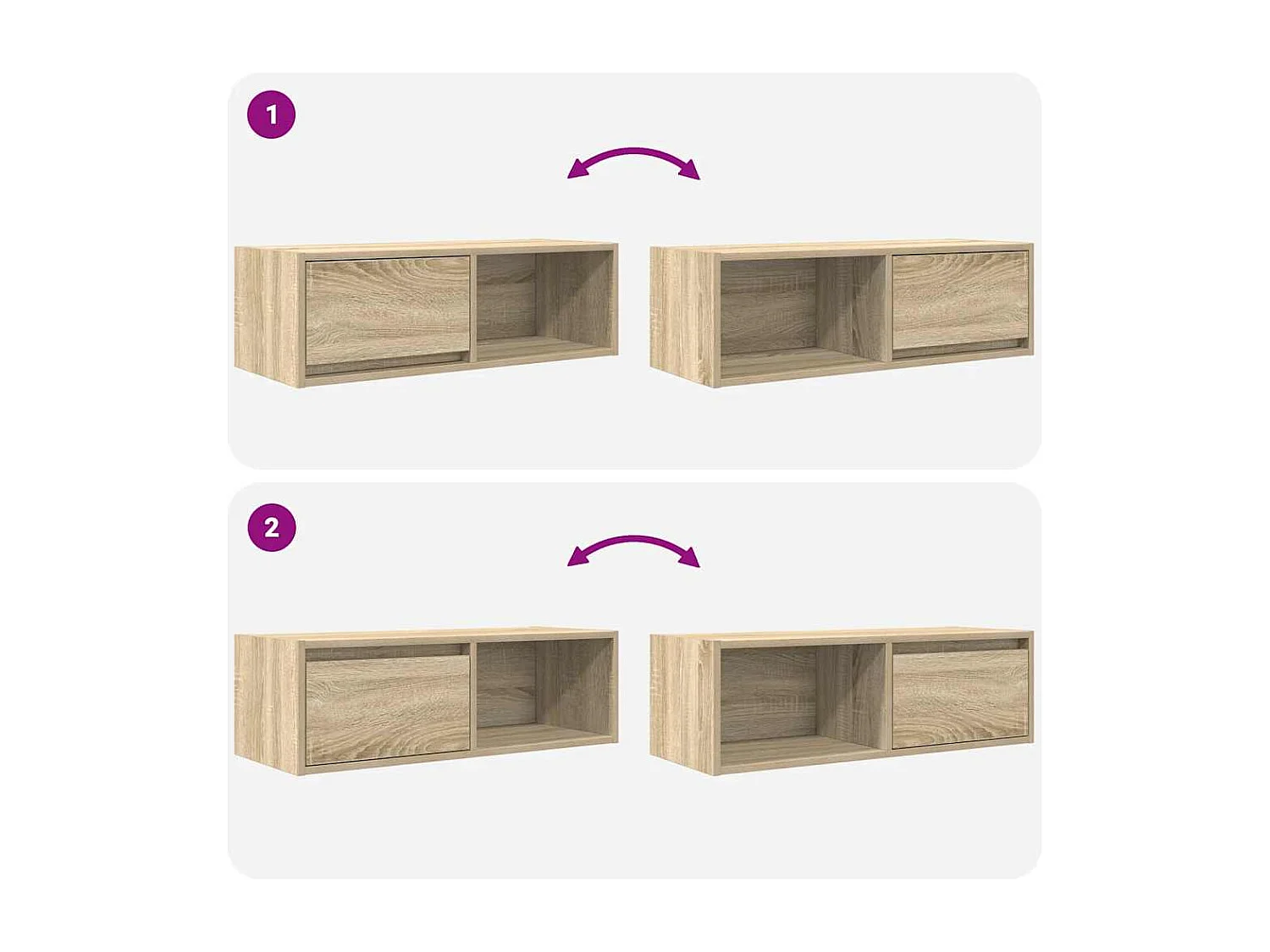 Mueble de TV 2 piezas roble sonoma 80x31x25,5 cm madera de ingeniería
