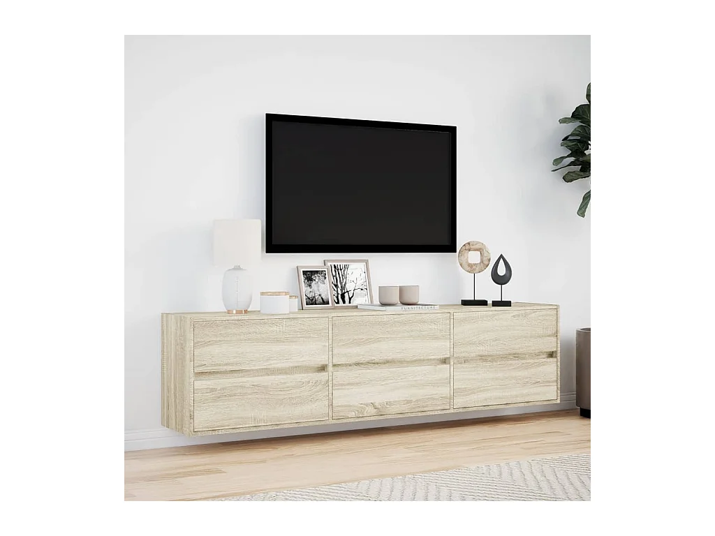 Wandmeubel met LED Sonoma eiken 180x31x45 cm