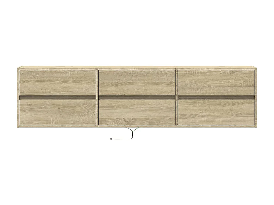 Wandmeubel met LED Sonoma eiken 180x31x45 cm