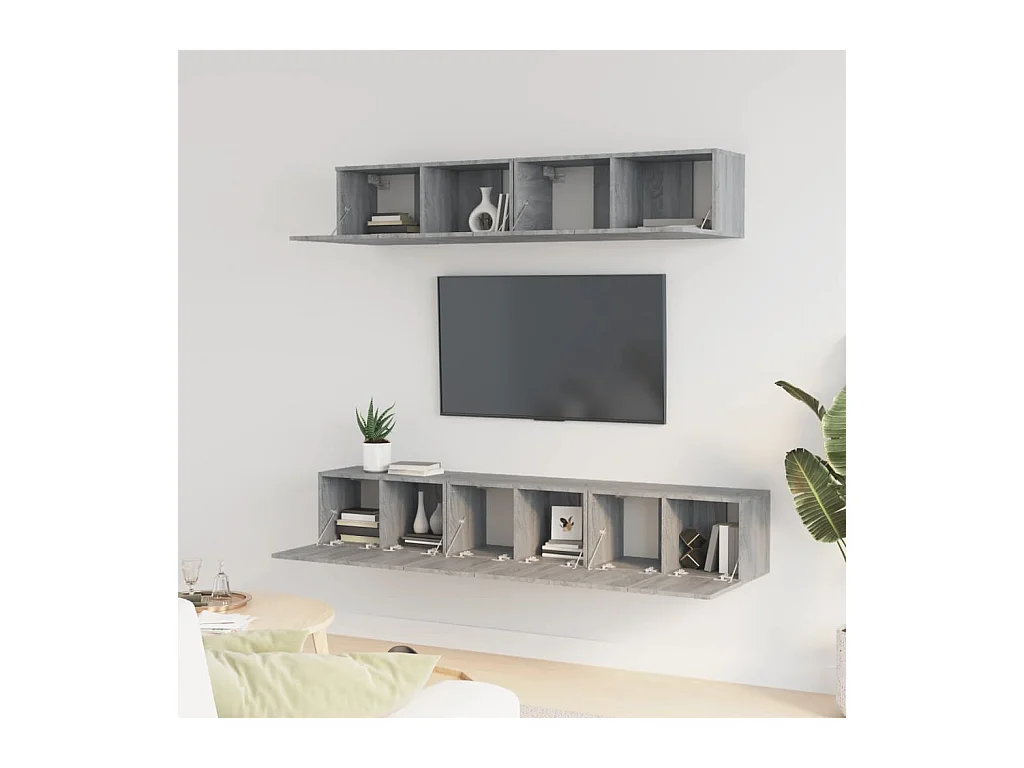 Sonoma Gray 5-delige tv-meubelset van bewerkt hout