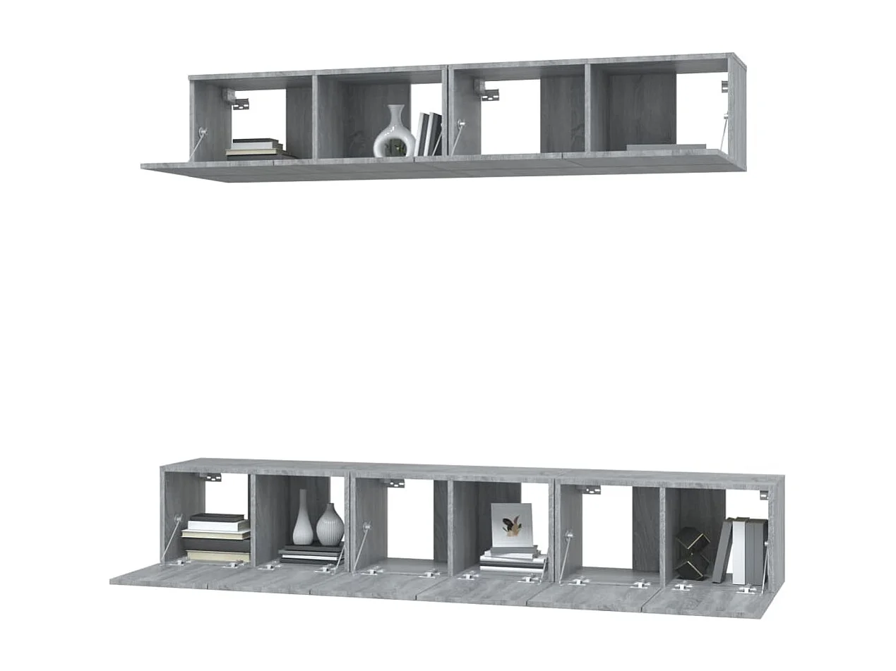 Set di mobili TV Sonoma Gray da 5 pezzi in legno ingegnerizzato