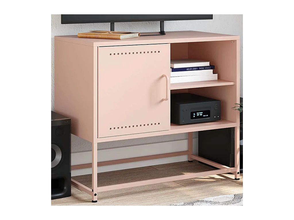 Meuble TV rose 68x39x60,5 cm acier