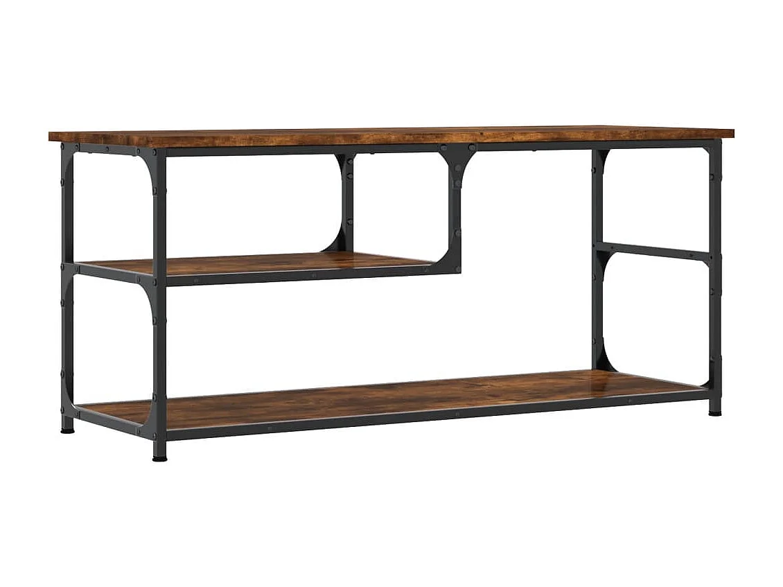 Meuble TV chêne fumé 103x38x46,5 cm bois d'ingénierie et acier
