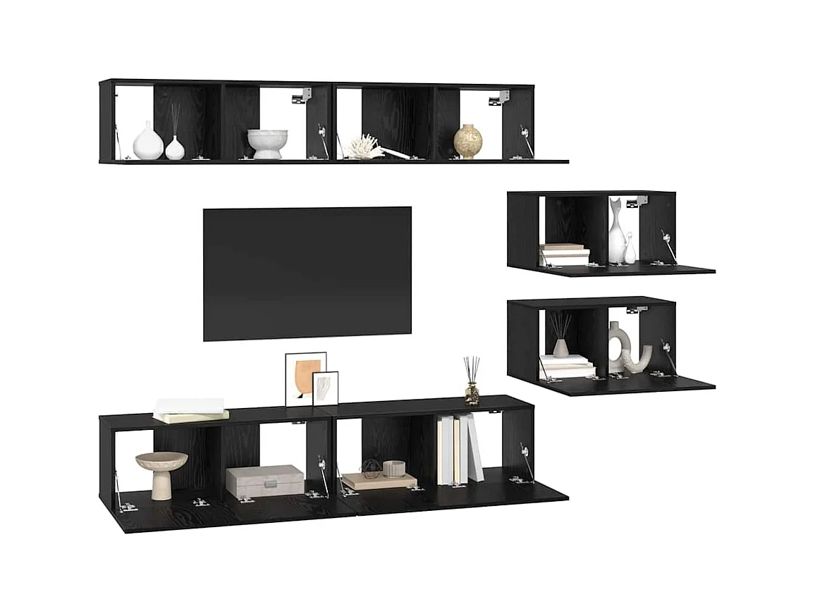 Ensemble meuble TV 6 pcs Chêne noir 80 x 30 x 30.5 cm Petite