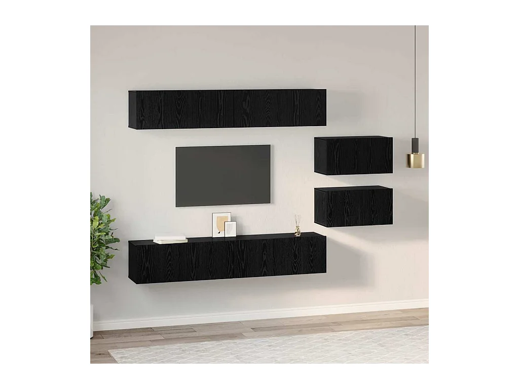 Ensemble meuble TV 6 pcs Chêne noir 80 x 30 x 30.5 cm Petite