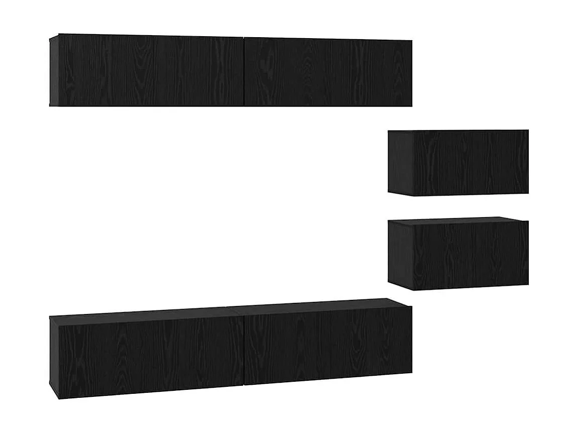 6-delige tv-meubelset Zwart eiken 80 x 30 x 30,5 cm Klein