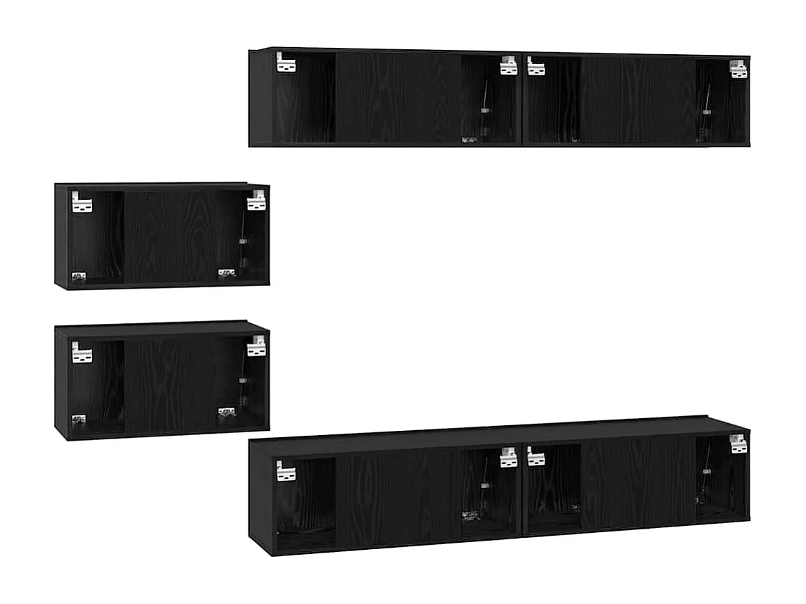 6-delige tv-meubelset Zwart eiken 80 x 30 x 30,5 cm Klein