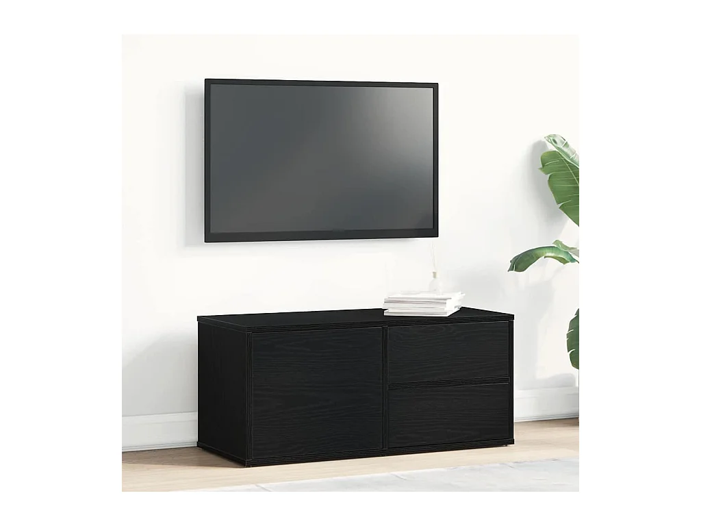 Meuble TV avec tiroir Noir 80 x 34 x 35.5 cm Bois d'ingénierie